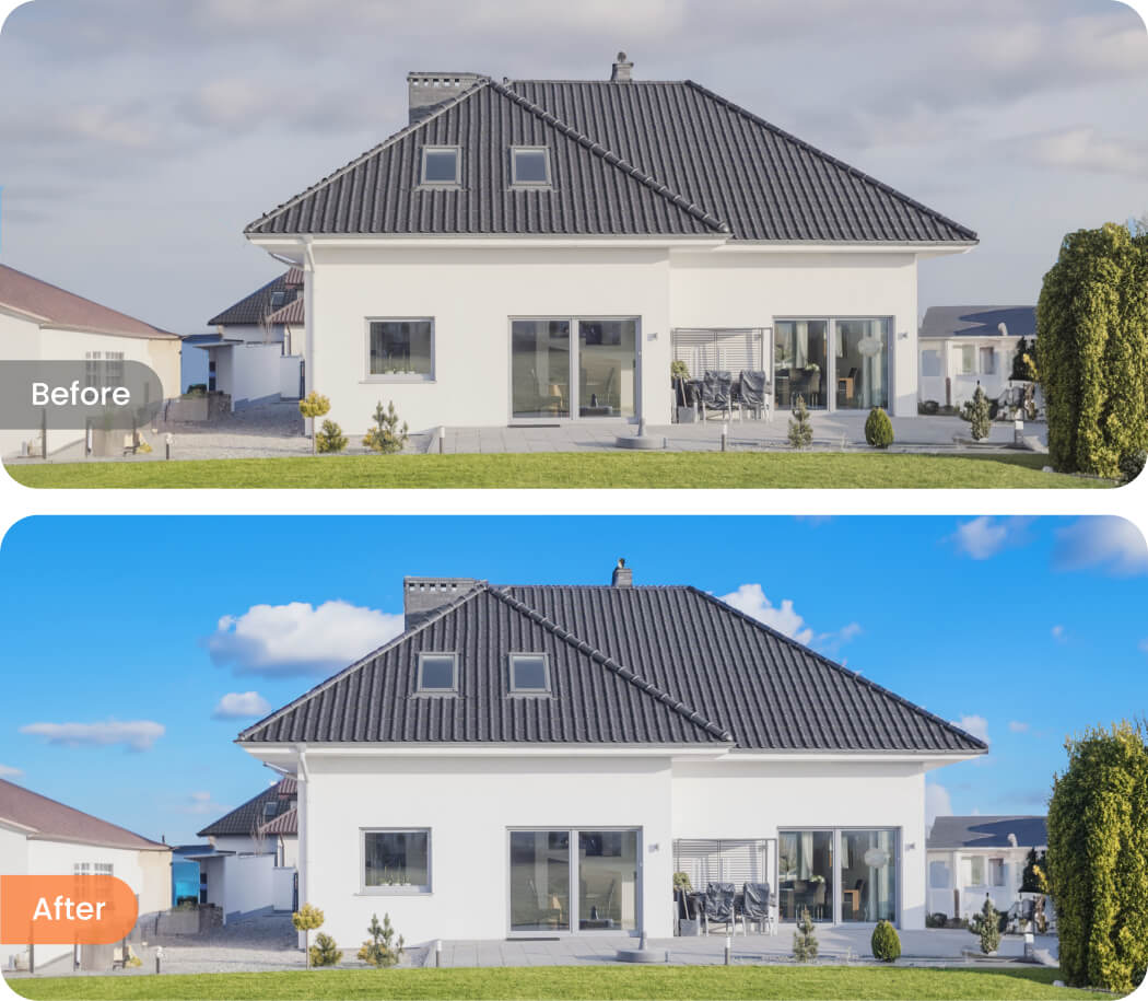 Real Estate - Replace Background to Beautiful Sky