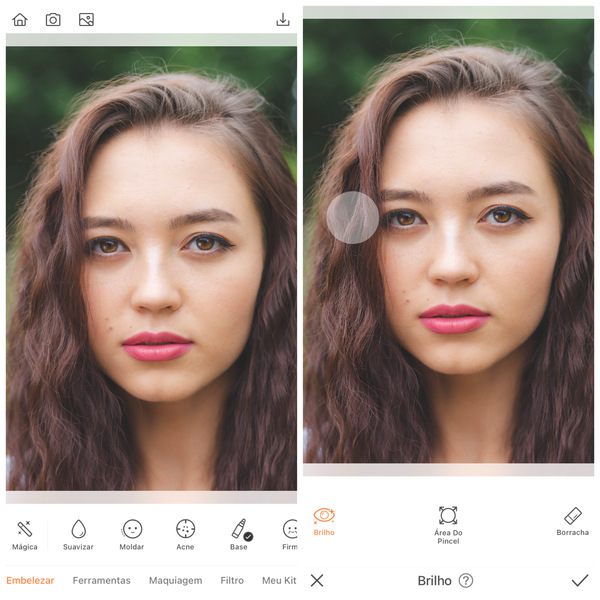 foto de uma mulher morena sendo editada pelo Airbrush