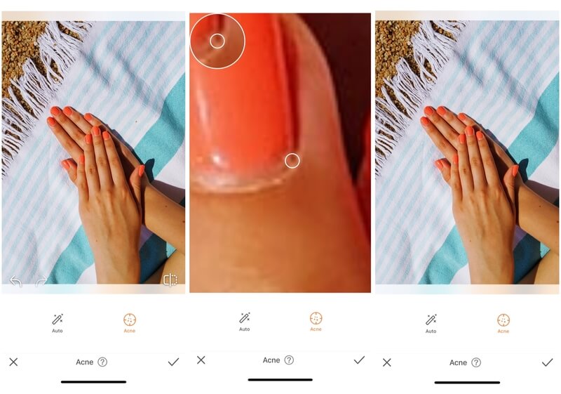 Foto de unhas sendo editada com o aplicativo Airbrush