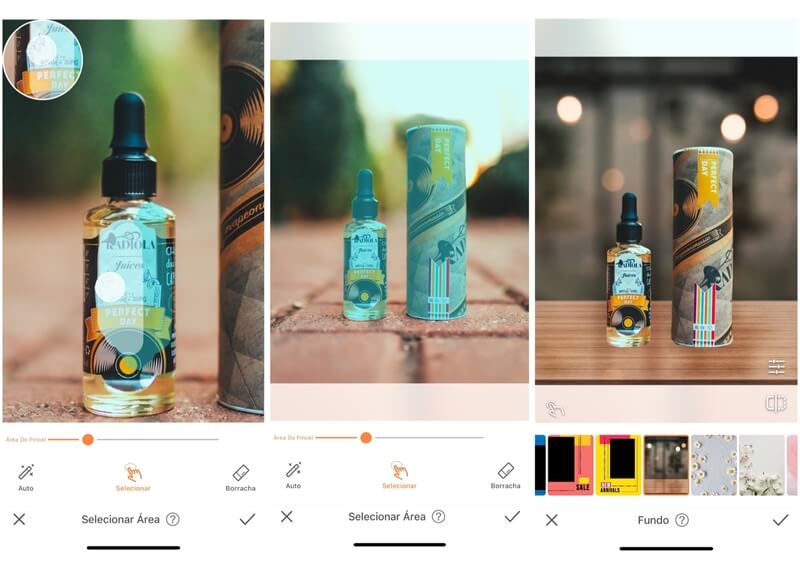 Edição de foto sendo feita pelo Airbrush com a foto de um produto
