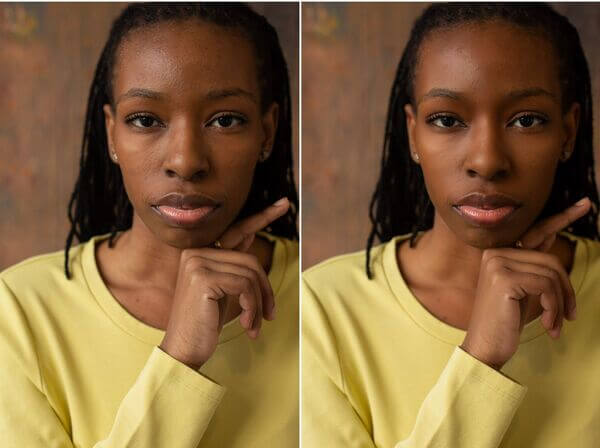 Antes e depois de uma edição feita com o Airbrush