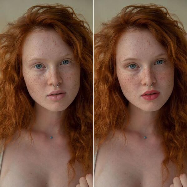 Antes e depois de uma edição feita com o Airbrush