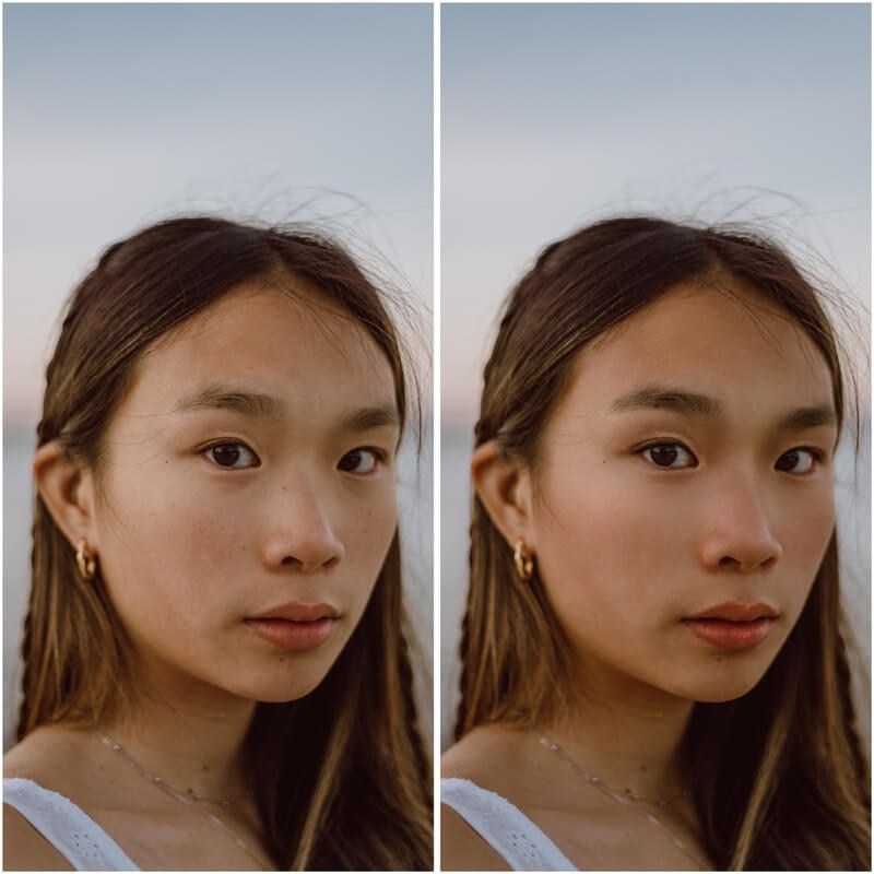 Antes e depois de uma edição feita com o Airbrush