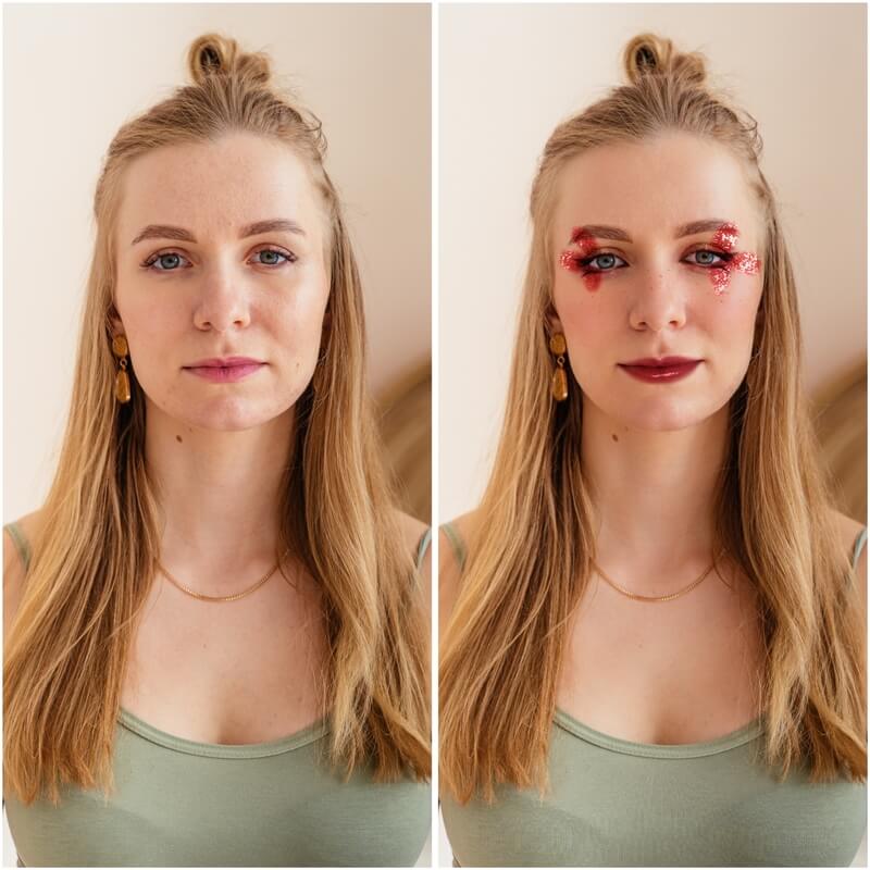 Antes e depois de uma edição feita com o aplicativo do Airbrush