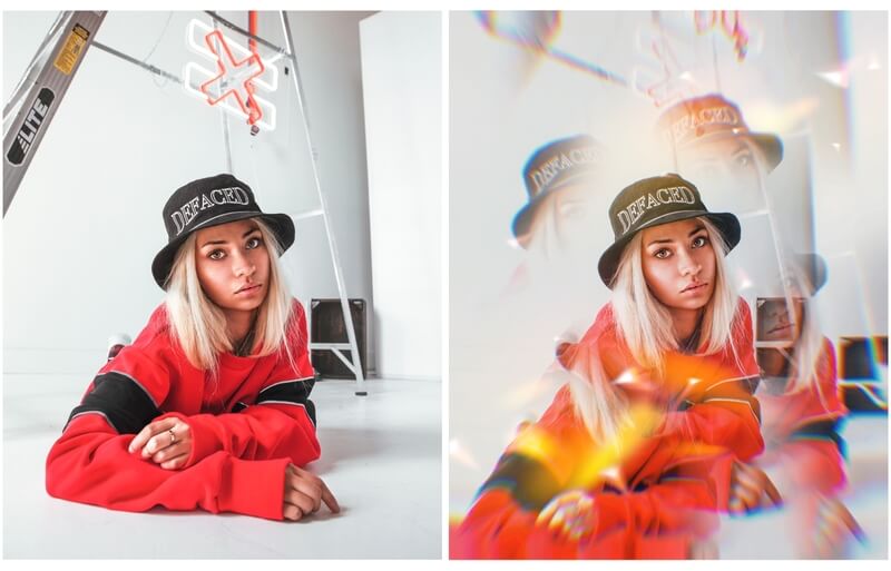 Antes e depois da edição de foto feita com o Airbrush
