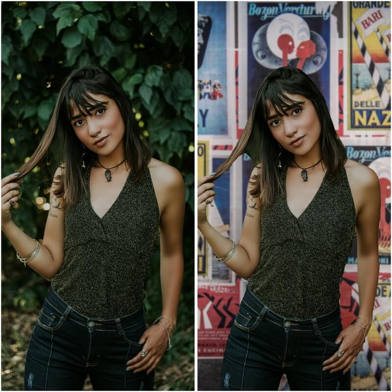 Antes e depois de uma edição feita com o Airbrush
