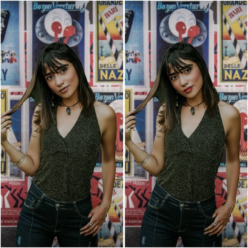 Antes e depois de uma edição feita com o Airbrush