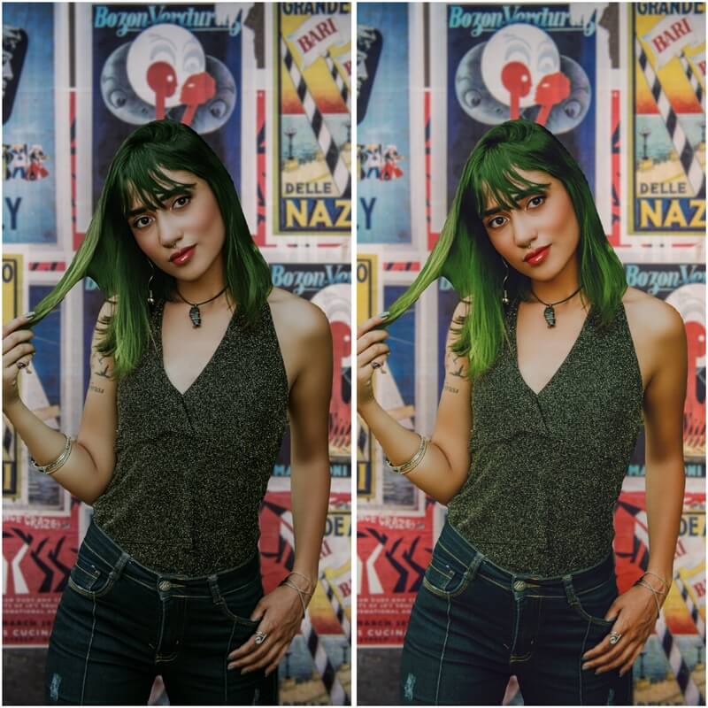 Antes e depois de uma edição feita com o Airbrush