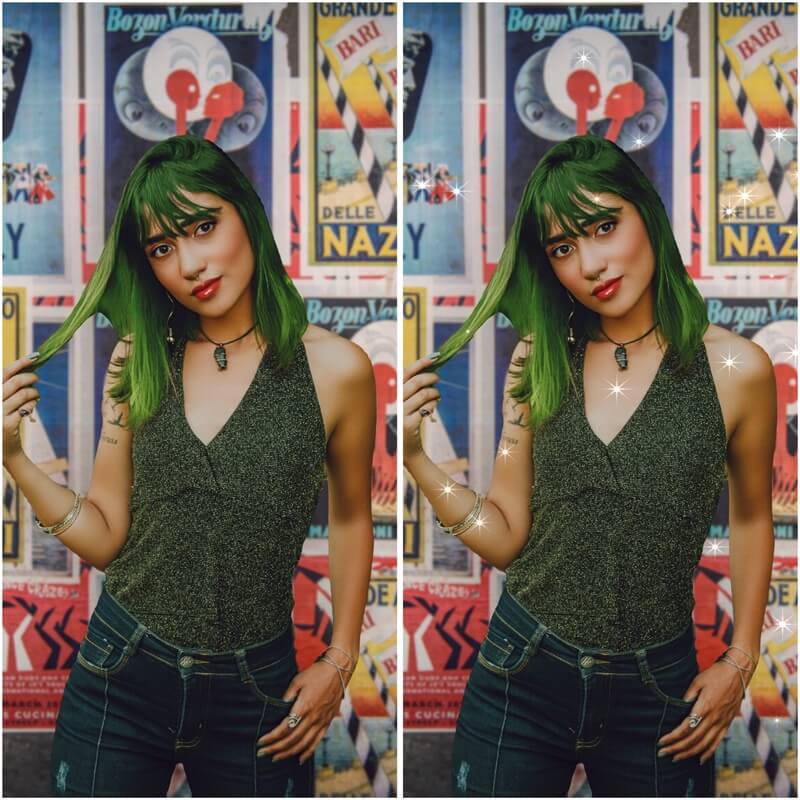 Antes e depois de uma edição feita com o Airbrush