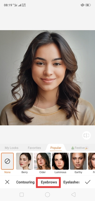 How do You Access eyebrows makeup in the Airbrush App-2