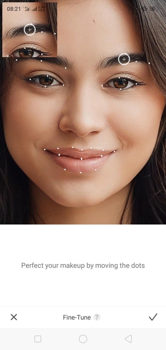 How do You Access eyebrows makeup in the Airbrush App fine tune 2