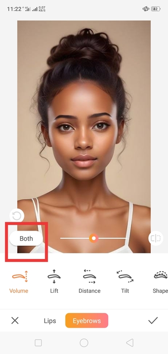 How do You Access eyebrows makeup in the Airbrush App-personalize 1