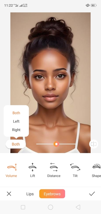 How do You Access eyebrows makeup in the Airbrush App-personalize 2