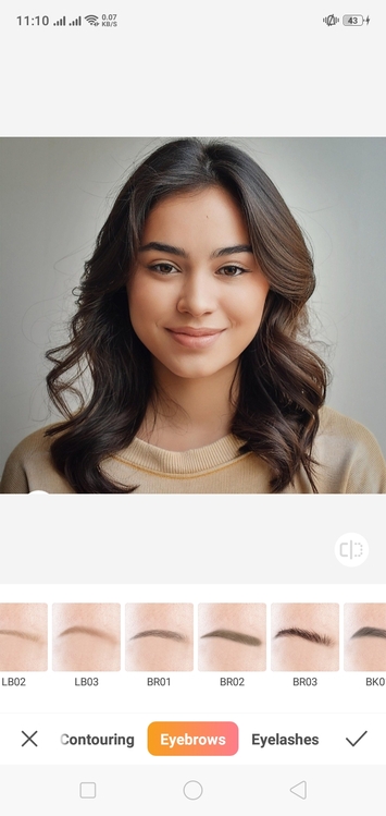 How do You Access eyebrows makeup in the Airbrush App-style