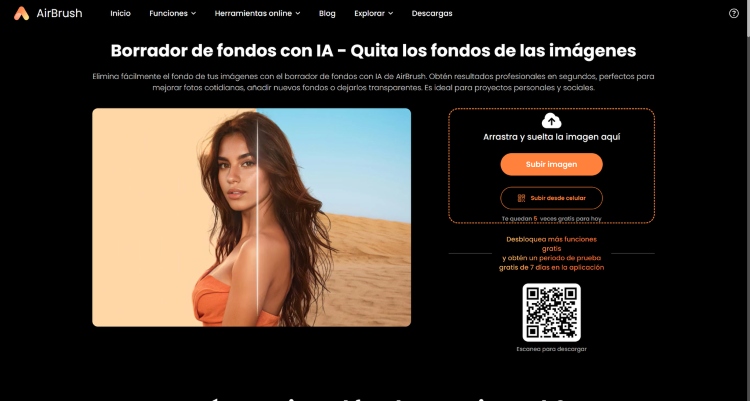 Airbrush Web Screenshot ES - Background Remover