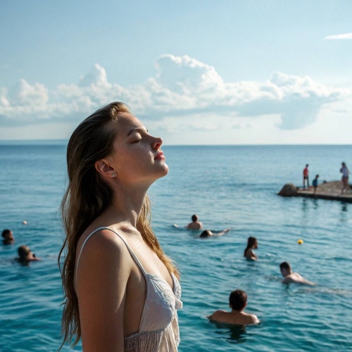 remove people from photos - woman on the beach before