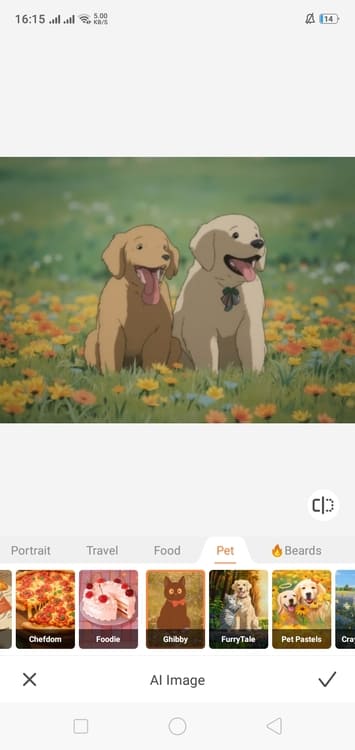 Airbrush AI Image App Screenshot EN - dogs chibby after