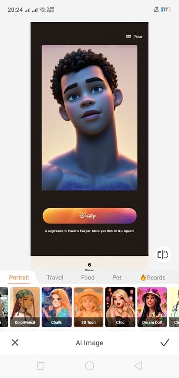Airbrush AI Image App Screenshot EN - man 3D toon after