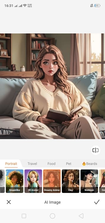 Airbrush AI Image App Screenshot EN - woman dreamy anime after