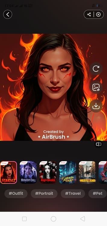 Airbrush AI Style App Screenshot EN - woman scariet after