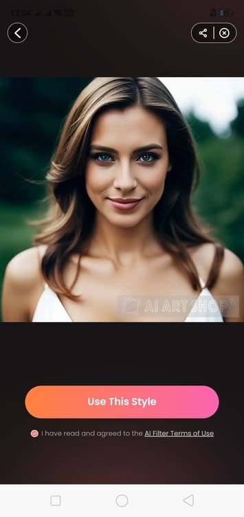 Airbrush AI Style App Screenshot EN - woman scariet before