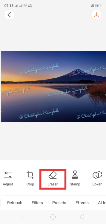 Airbrush Eraser App Screenshot EN - mountain and the lake eraser