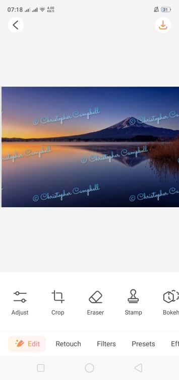 Airbrush Eraser App Screenshot EN - mountain and the lake