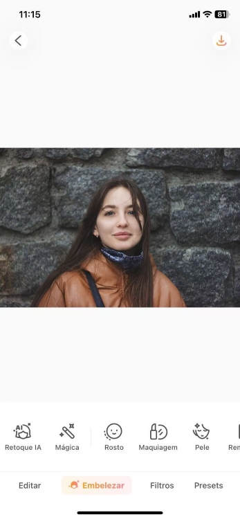 Airbrush Ghibli filter App Screenshot PT - woman in brown jacket