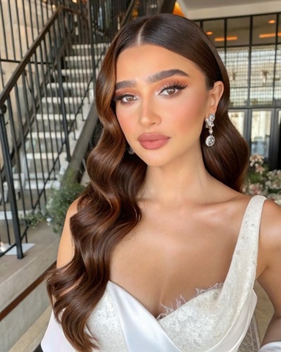 try lipstick - brunette woman evening make up before