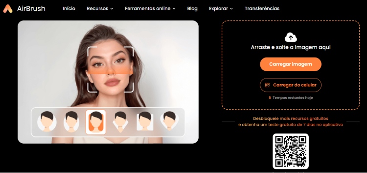 Airbrush Face Shape Detector Web Screenshot PT