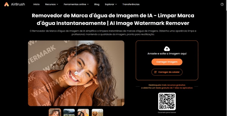 Airbrush Watermark Remover Web Screenshot PT - main page