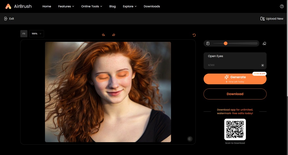 Airbrush Web Screenshot EN - AI Replace open closed eyes promt