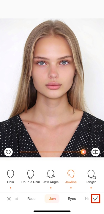 Airbrush App Screenshot EN - Celebrity Look Alike Jawline Shaping tick