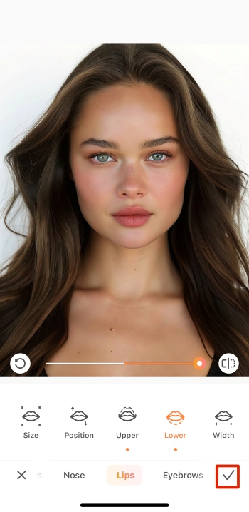 Airbrush App Screenshot EN - Celebrity Look Alike Lip Plumping tick