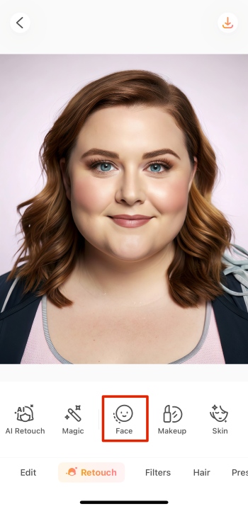 Airbrush App Screenshot EN - Weight Loss Simulator face