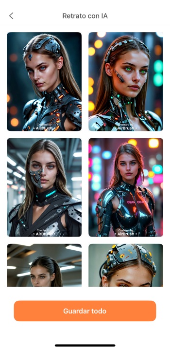 Airbrush App Screenshot ES - AI avatar magic studio cyber chic result