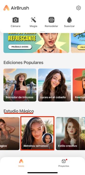 Airbrush App Screenshot ES - AI avatar magic studio theme portrait