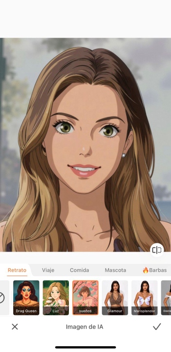 Airbrush App Screenshot ES - Photo to Cartoon AI Image Sueños (Ghibli style)