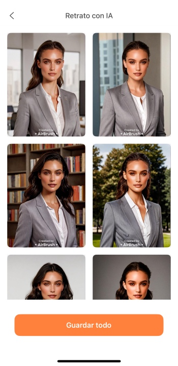 Airbrush App Screenshot ES - theme portrait AI avatar light suit