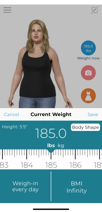 Model My Diet App Screenshot EN - Weight Loss Simulator track your current bmi