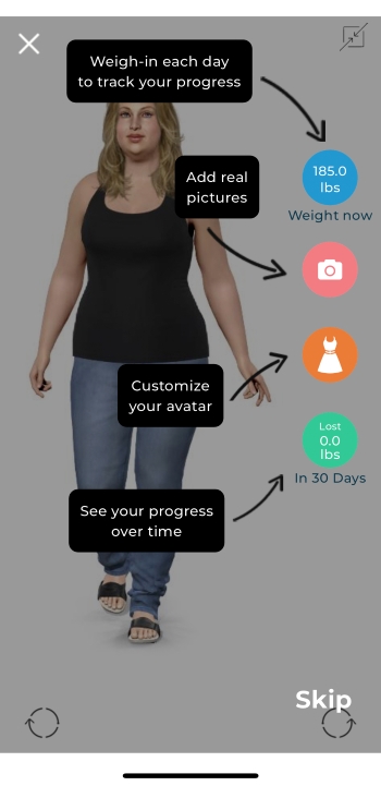 Model My Diet App Screenshot EN - Weight Loss Simulator visualize