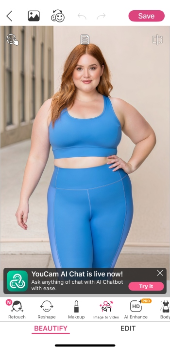 YouCam Makeup App Screenshot EN - Weight Loss Simulator upload image