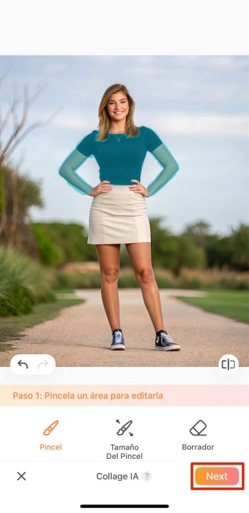 Airbrush App Screenshot ES - change clothes highlight