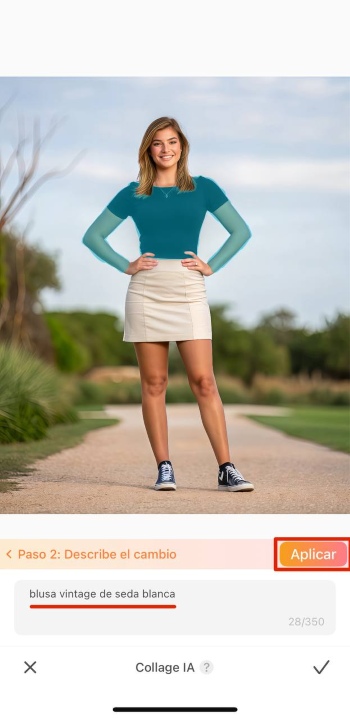 Airbrush App Screenshot ES - change clothes promt