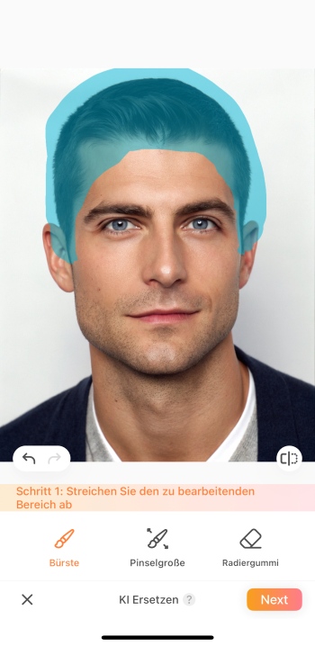 Airbrush App Screenshot GE - change hairstyle male ai replace brush