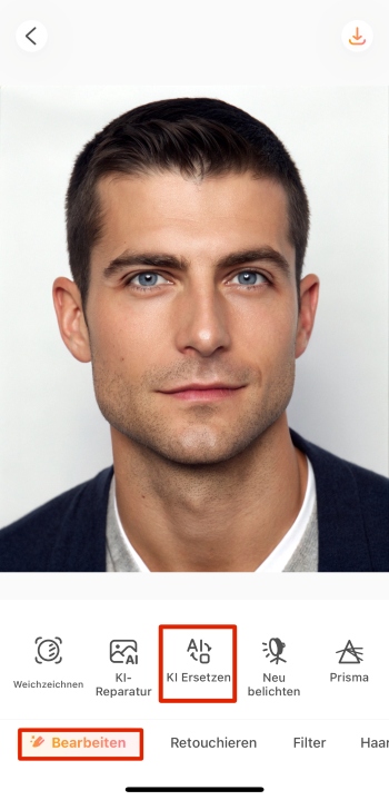 Airbrush App Screenshot GE - change hairstyle male ai replace