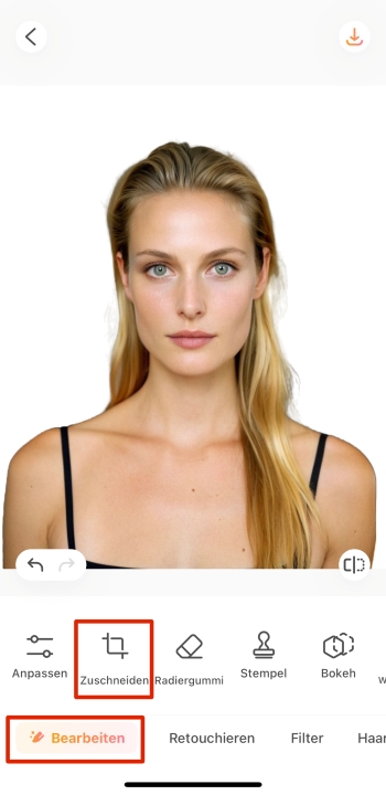 Airbrush App Screenshot GE - passport photo manually edit cut
