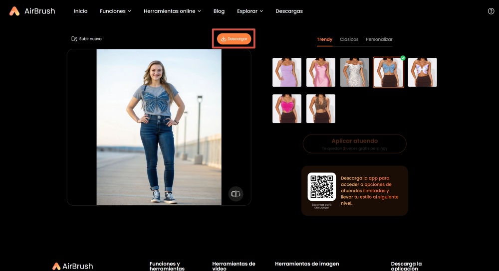 Airbrush Web Screenshot ES - change outfit download