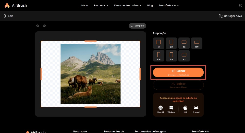 Airbrush Web Screenshot PT - Image Extender generate