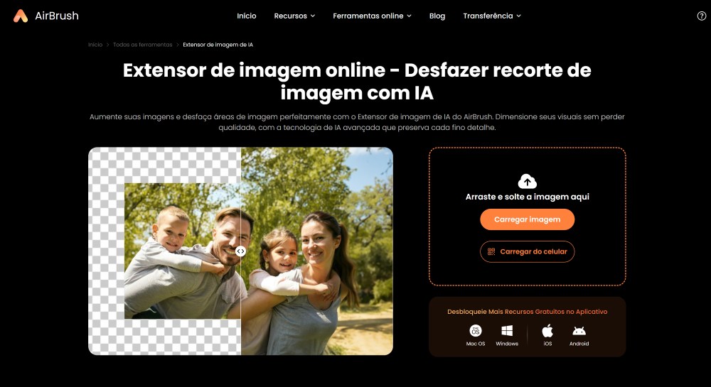 Airbrush Web Screenshot PT - Image Extender main page